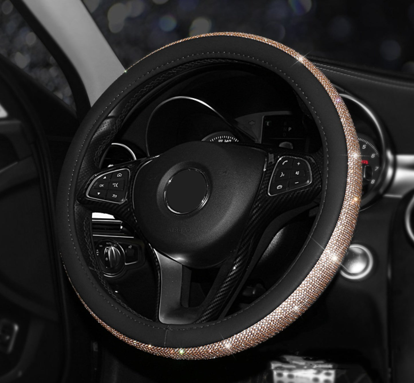 Rhinestone steering wheel cover