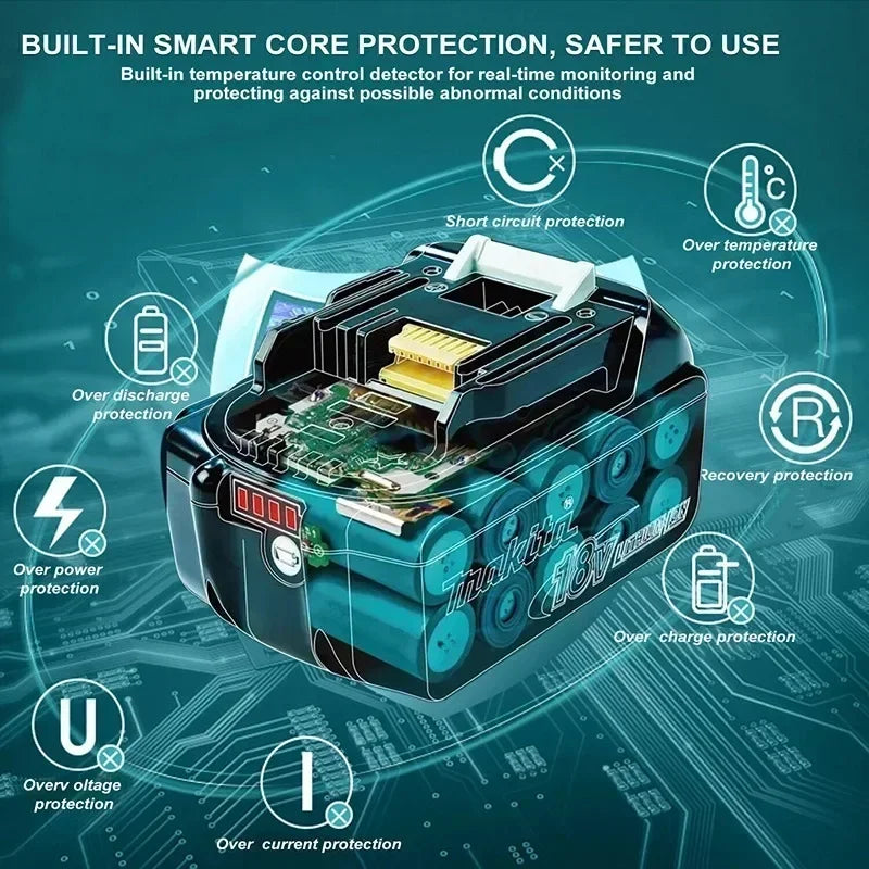 Makita-100% Original Rechargeable Power Tool Battery 5.0Ah 18V BL1830 BL1850 BL1840 BL1860 BL1815,Replaceable LED Lithium-ion