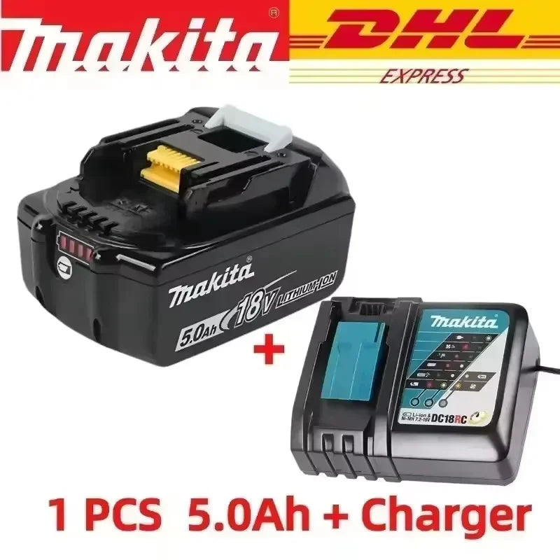 Makita-100% Original Rechargeable Power Tool Battery 5.0Ah 18V BL1830 BL1850 BL1840 BL1860 BL1815,Replaceable LED Lithium-ion