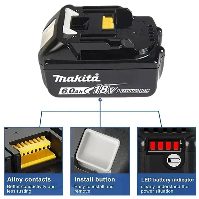 Makita-100% Original Rechargeable Power Tool Battery 5.0Ah 18V BL1830 BL1850 BL1840 BL1860 BL1815，Replaceable LED Lithium-ion