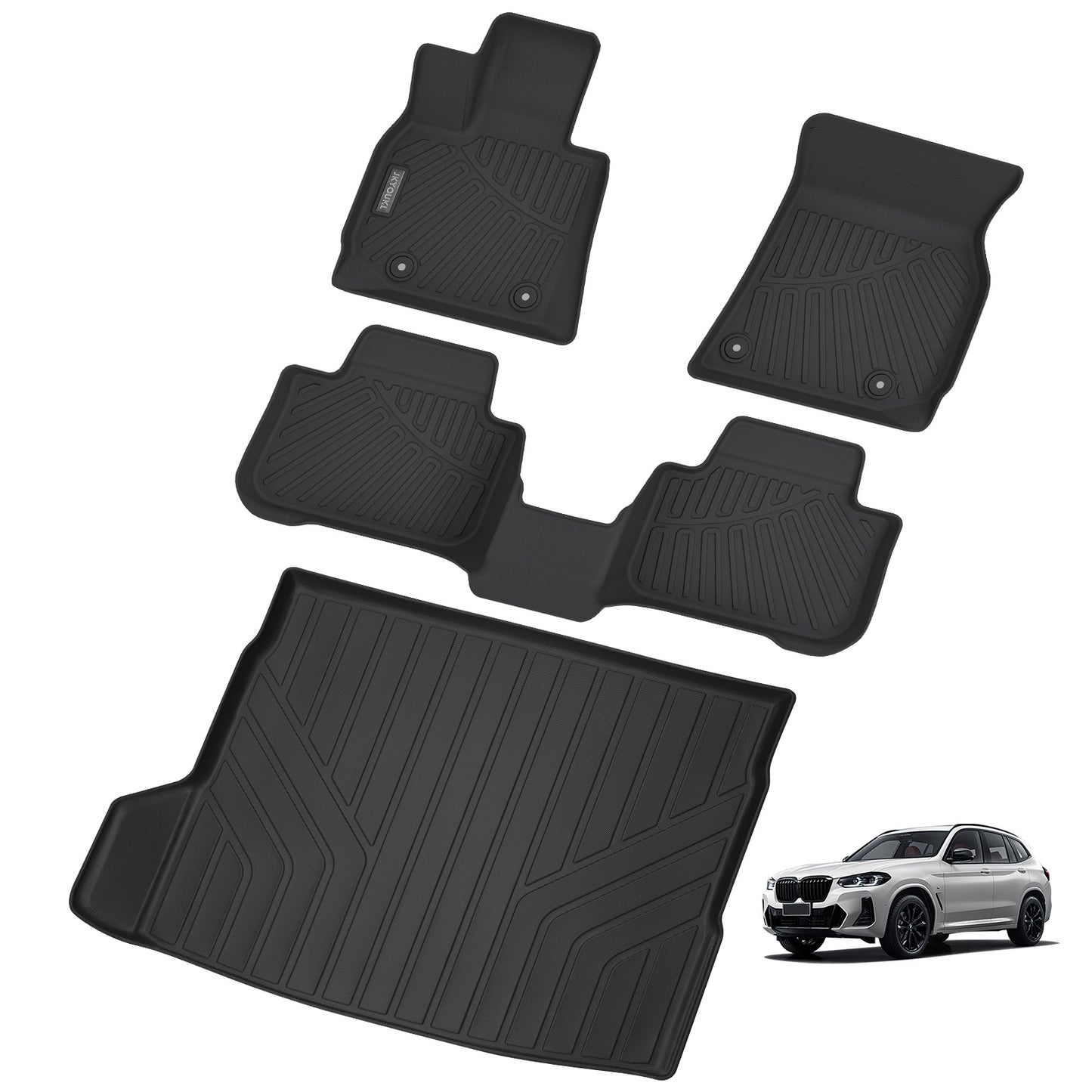 JIYOUKL Floor Mats & Cargo Liners Compatible For 2025 BMW X3 All Weather 2 Row Floor Liners And Trunk Mat Mats Accessories-Black